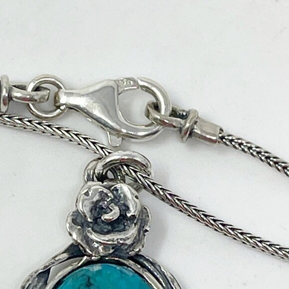 Vintage Didae Israel 925 Sterling Silver Necklace Turquoise Pendant Necklace - Picture 7 of 9